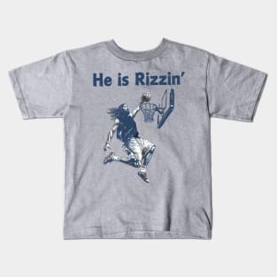 He Is Rizzin' Christian Juses Basketbal Happy Easter Retro Kids T-Shirt